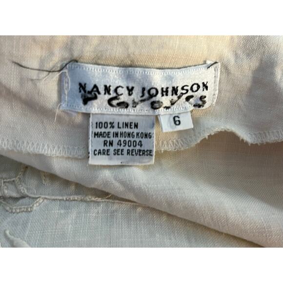 VTG Linen Battenburg Lace Skirt Suit XS Cream Embroidered Floral Lace Boho Flaws - Picture 14 of 14